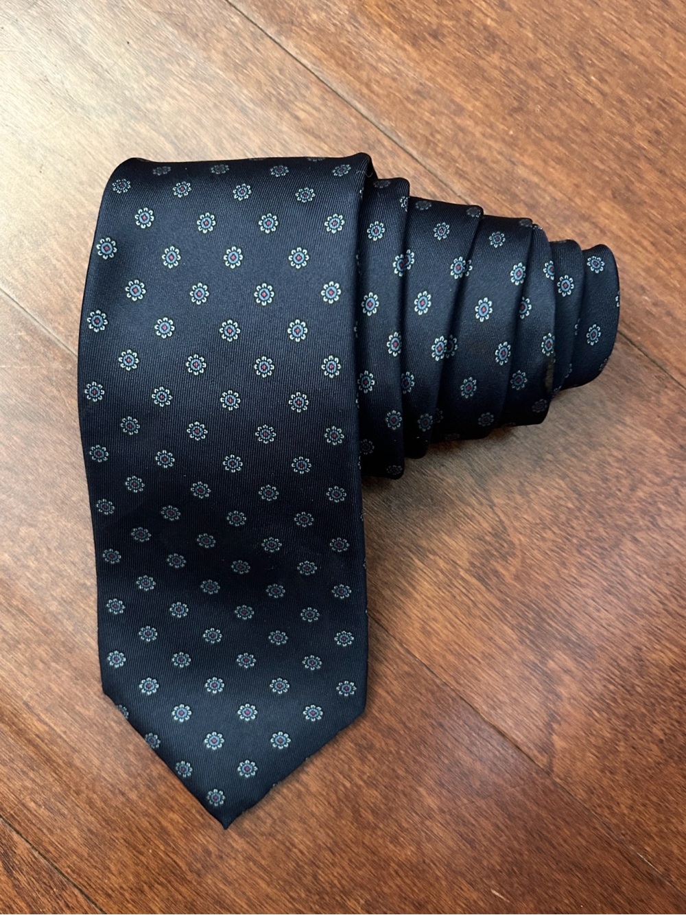 Vintage Yves Saint Laurent Silk Tie with Subtle Medallion Motif
